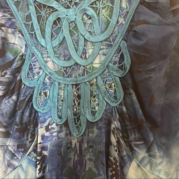 One World Live and Let Live Blue Tie Dye High Low Boho Sleeveless Dress Size L - Picture 10 of 10